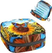 Period Bag,Sanitary Napkin Storage Bag,Flower Butterflies Field,Tampon Holder for Purse