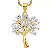 14K Solid Yellow Gold Tree of Life Necklace