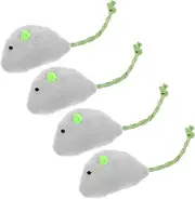 JOINPAYA 4pcs Realistic Plush Mouse Cat Interactive Chew Exercise Teaser for Indoor Cats Engaging Teething Stuff to Entertain Your Feline with Lifelike Movement and Durable Design