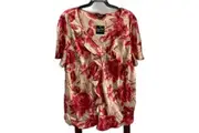 Rockmans Beaded Ruffle Blouse Gold/Raspberry Ladies Sz 18 *W/Tags NEW