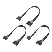 3pcs 15 Pin Serial ATA Power Cable Extension Cable Male to Female Cable 320mm