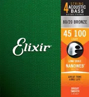 Elixir 14502 Elixir 14502 Nanoweb Coating 80/20 Bronze Acoustic Bass Guitar 4...
