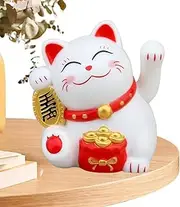 Solar Waving Lucky Cat - Solar Lucky Cat Waving Arm, Solar Powered Cute Waving Cat | Lucky Waving Wealth Cat, Vivid and Lovely Chinese Cat, Chinese Lucky Cat Decoration, Fengshui Lucky Cat