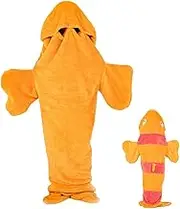 Portable Hooded Blanket for Pets - Soft Hooded Blanket in the Shape of a Fish Animal to Wear, Warm Winter and Autumn Clothes, Sleeping Bag for