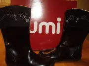 NIB Girls Size 11.5 UMI Black Opulent Boots Shiny Patent & Suede Leather 8" Tall