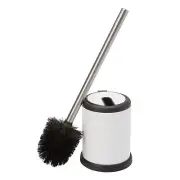 Bath Bliss Self Closing Lid Toilet Brush and Holder in White