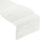 White Table Runner 71" x 12", Long Shining Sequin Table Runner, 2Pcs