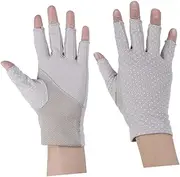 [FOMIYES] 1 Pair Outdoor UV Protection Half Finger Gloves Lightweight Sunblock Mittens for Cycling Climbing Driving Non Skid Grip Design Grey Comfortable