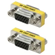 2 Pcs DB15 HD15 D-SUB 15-Pin VGA SVGA Female Mini Gender Changer Coupler Gold