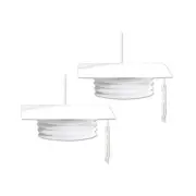White graduation Cap Hanging paper lanterns grad hat 2 pieces 9" big