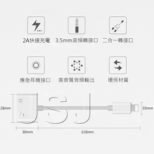【JSJ】iPhone 3.5 耳機 轉接線 音源轉接線 二合一轉接頭 耳機充電轉接頭 耳機 充電 (6.1折)