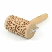 Folkroll dough roller Spring Hearts rolling pin embossing roller pattern beec...