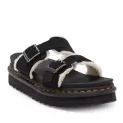 Dr. Martens Myles Faux Fur Platform Sandal (Unisex), Black, Size 14 NWT