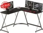 L-Shaped Corner Computer Desk Espresso Home Office Gaming Table SpaceSavingSetup