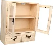Amosfun Small Vintage Wooden Storage Cabinet Retro Desktop Organizer for Home Office Kitchen Ample Drawer Style Compartment Storage Elegant Design for Versatile Use