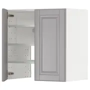 METOD wall cb f extr hood w shlf/door, white/Bodbyn grey, 60x60 cm