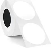 SUPVAN KATASYMBOL T50M Label Tape Round Waterproof, Clear Printing, Multipurpose Thermal Label Paper for File Folder, Organization, Φ50 mm, Black on White, 140 Labels per Roll