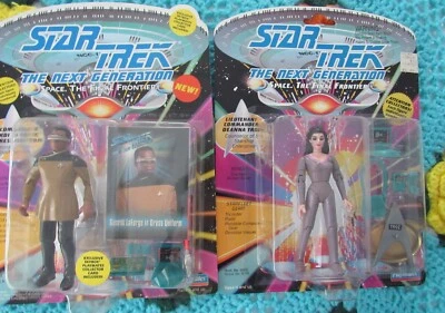 PLAYMATES STAR TREK NEXT GENERATION GEORDI & DEANNA TROI ACTION FIGURES -VINTAGE
