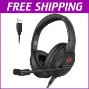 Professional USB Computer Headset: Mic Mute, Volume Control & Noise Cancelling