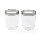 NEW Tupperware Set of 2 Plastic Stemless Glasses 350ml Clear with Black Rim
