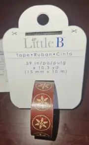 Little B Decorative Washi Tape Gold Snowflakes Deep Red