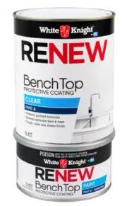 White Knight 2 PART BENCH TOP PROTECTIVE COATING Clear Coat and Hardener, 1L