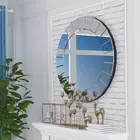 Silver Decor Wall Mirror Round Accent Mirror Large Bathroom Vanity Mirror 80cm