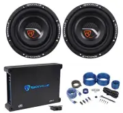 2) Rockville W8T4-S4 8" Shallow 1000w Slim Car Subwoofers Subs+Amplifier+Amp Kit