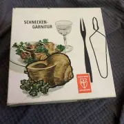 Vtg Justinus Solingen Escargot Tongs & Forks Schnecken Garnitur Snail Eating Set