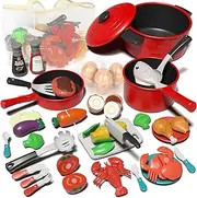 Lehoo Castle Toy Kitchen Set, Kids Cooking Playset, 3 Year Old Girl Gifts, Toddler Pretend Play Toys With Play Pots and Pans