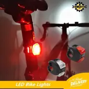 LED BIKE LIGHTS White Front + Red Rear Set Waterproof Road MTB Cycles Scooters