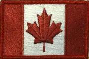 CANADA Flag Patch With With Hook & Loop Fastener Burgundy & White Version #3
