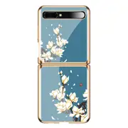 Z Flip Funda Case for Samsung Galaxy Z Flip Fish Flower Patterned Tempered Glass Shell Coque Mobile Phone Case Cover Z Flip