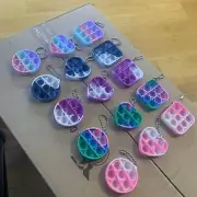 Keychain Silicone Pop It Fidget Toys Stress Relief Toys 15 Pack Heart Circle