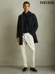Reiss Navy Logan Hybrid Removable Funnel Neck Overcoat (B70130) | $610