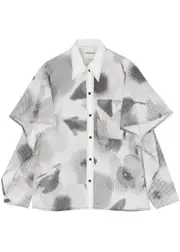 Lovebirds Printed Cape-effect Cotton Shirt - White - XL (UK18) XL (UK18)