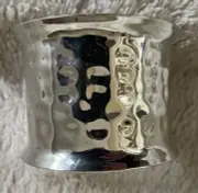 CHICO'S silver-tone hammered cuff bracelet -2.25" wide shiny sleek