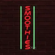 NEW "SMOOTHIES" w/BORDER VERTICAL 30x12x1 INCH LED FLEX WINDOW INDOOR SIGN 31624