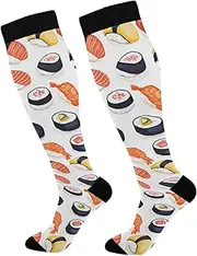 [AIXIWAWA] Sports Socks-Cartoon Sushi 1 Pair for Women Men, Knee High Long Socks for Athletic Casual, Multicolor