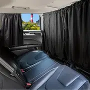 Fabselection Set of 3 Car Window Shades - 95% Light Blocking Sunshades, 1 Privacy Divider Curtains & 2 Side Window Covers, Wide Sedan SUV Accessories for Kids Baby Travel Camping Nap Sleeping（Black）