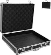 Hoement Aluminum Alloy Tool Box Large Capacity Storage Case Briefcase Lock Safe Documents Box Metal Briefcase Diy Tool Organiser