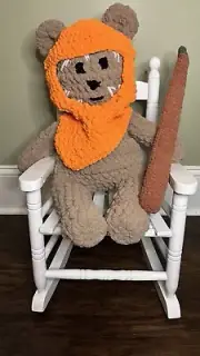 XL Homemade Hand-Crocheted Ewok Star Wars With Staff, Made In-House *see Details