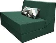 ANONER Fold Out Chair Bed Sleeper with Memory Foam&Pillow Folding Sofa Bed Couch Lounge Chaise for Living Room Bedroom Guest Room Home Office, Dark Green