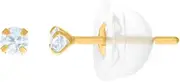 [JewelryWeb] 14k Yellow Gold Unisex Round CZ Simulated Diamond Stud 2mm Push Back Earrings-Stud Earring for Women