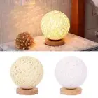 Wood Table Lamp Bedroom Wooden Rattan Desk Bedside Night Light Decor Golden∷