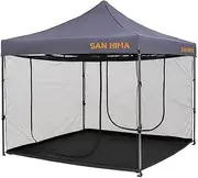 [SAN HIMA] 3m x 3m Pop Up Canopy Tent Gazebo with Mosquito Net EZ Set up, Weather-Resistant Durable Outdoor Beach Tent with Wheeled Storage Bag, for Beach, Events, Parties, Camping