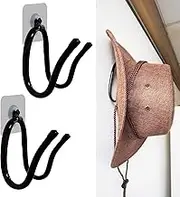 2 Pack Adhesive Hat Hooks Hat Rack Hat Holder Hat Organizer Wall Mount Display storage Hangers - No drilling - Strong Hold Hat Hangers for cowboy hats or probably any other type for that matter!
