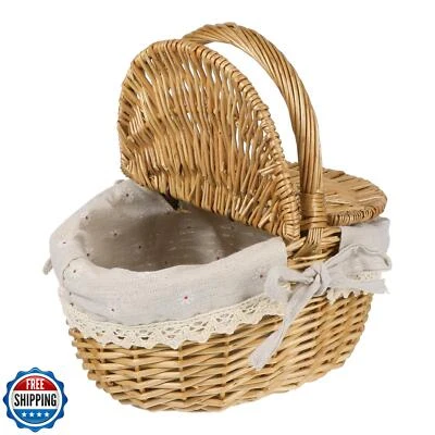 Fruit Vegetable Storage Basket 1pc Wicker Weaving Basket Camping Picnic Baske