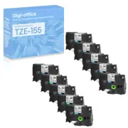 10PK Compatible with Brother P-Touch TZ TZe-155 White on Clear Tape Label 24mm