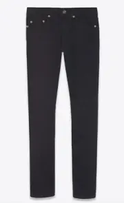 SAINT LAURENT MENS SLIM-FIT JEANS IN WORN BLACK DENIM SZ 31